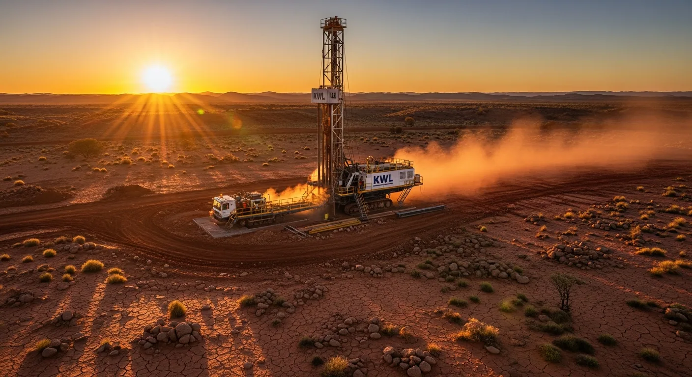 KWL industrial drilling rig at dawn